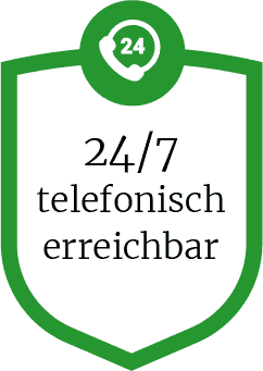 24/7 telefonisch erreichbar